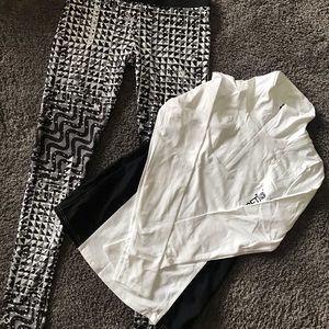 White and Black Patterned Activewear Set